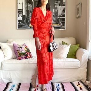 Zara Red Floral Maxi Dress
